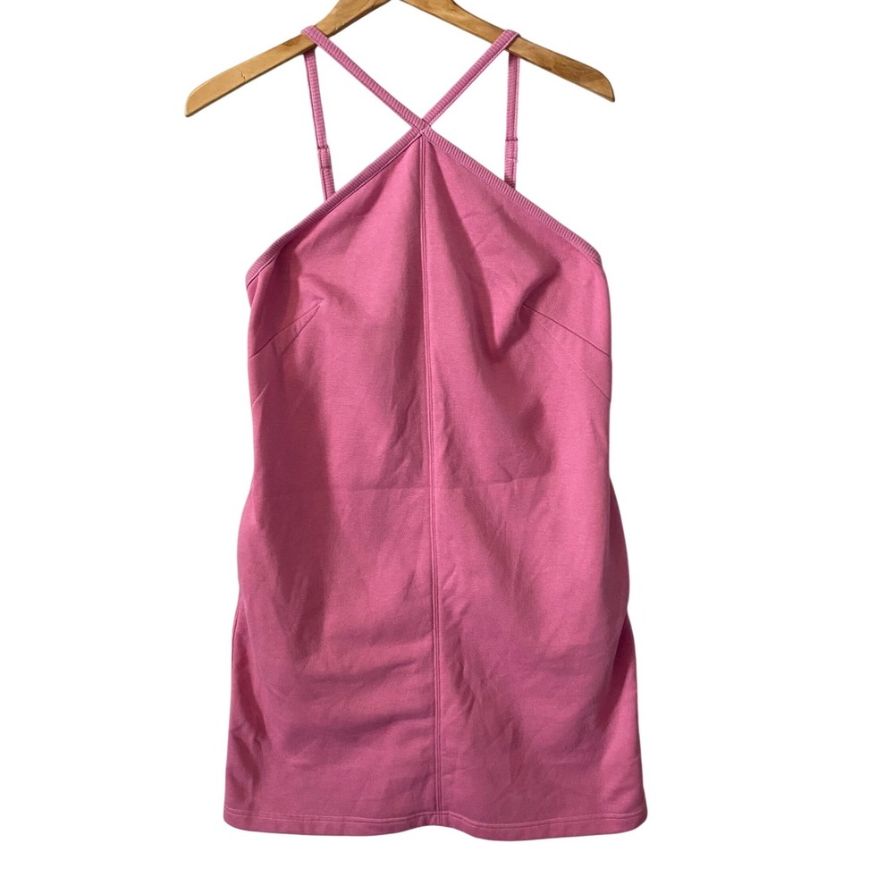 Daily Practice Anthropologie Pink Barbiecore Halter Mini Dress Pockets Medium